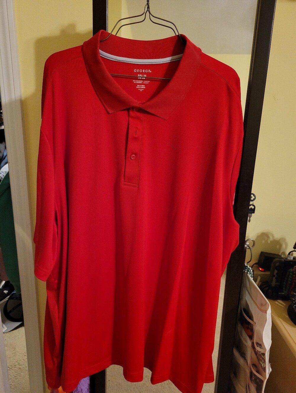 George Men's Bright Red Polo Shirt 3xl